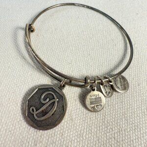 Alex & Ani Silver-Tone Charm Bracelet With "D" Initial & Energy Positive 2014